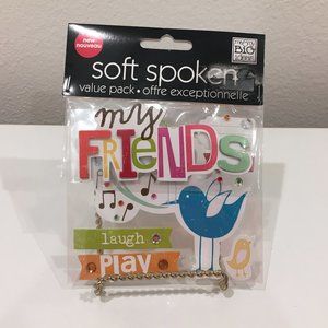 Me & My Big Ideas Soft Spoken Scrapbooking "Friends" Stickers Embellishments